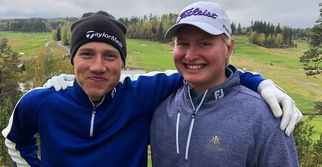 Matias Honkala (vas.) ja Alex Hietala ovat molemmat Nevas Golfin kasvatteja sekä Timo Rauhalan valmennettavia