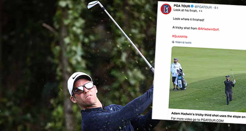 Paul Casey teki holarin ja Adam Hadwin telemark-loppuasennon kenties ensimmäistä kertaa golfissa.