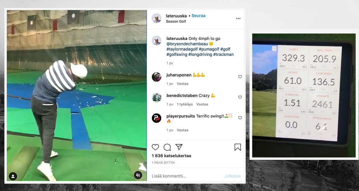 Lauri Ruuska täräytti keskiviikkona Trackmaniin hurjat lukemat ja lähetti terveiset Instagramissa Bryson DeChambeaulle.