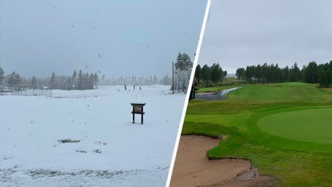 Oulun Golfkerhon Sankivaaran kentän valtasi tänään lumi. Samaan aikaan Virpiniemen kenttä oli auki