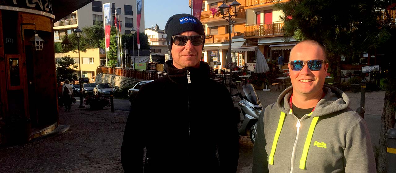 Mikko Ilonen oli ystävänsä Tuomas Siivosen kanssa aamukävelyllä Crans Montanassa.
