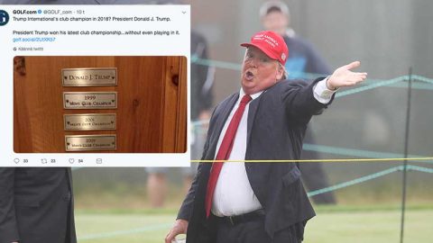 Donald Trump on viisinkertainen mestari Trump International Golf Clubilla.
